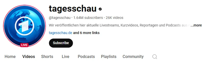 Kênh Youtube của Tagesschau